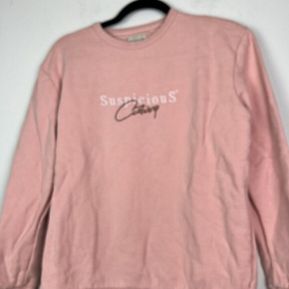 Suspicious Antwerp Pink Cotton Embroidered Crew Neck Sweatshirt Size Small - Picture 4 of 11